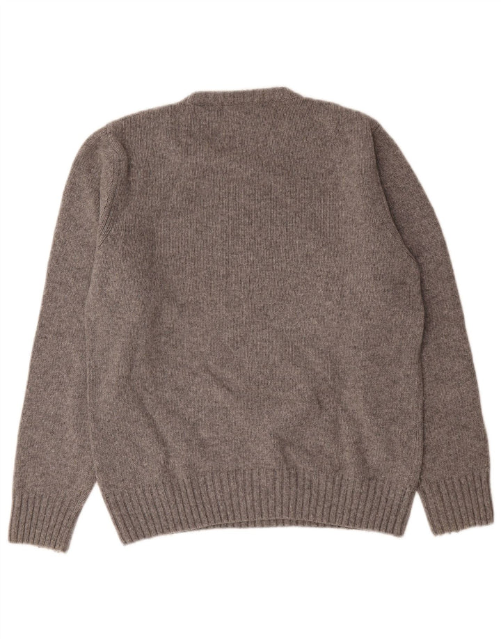 Woolrich Mens Graphic Jumper Sweater Medium Grey Flecked Wool
