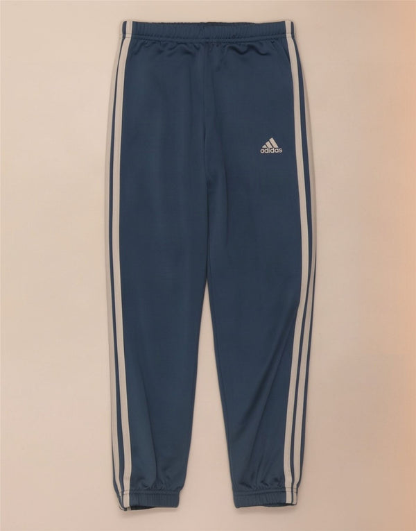 Adidas Boys Tracksuit Trousers Joggers 7-8 Years Blue Polyester