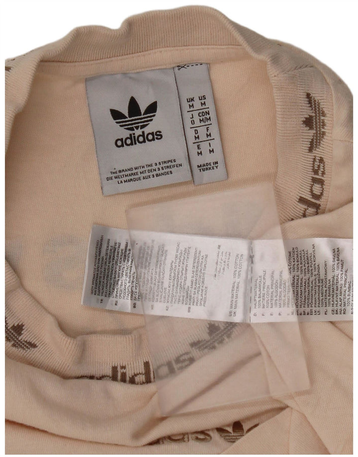 Adidas Mens Graphic T-Shirt Top Medium Beige Cotton