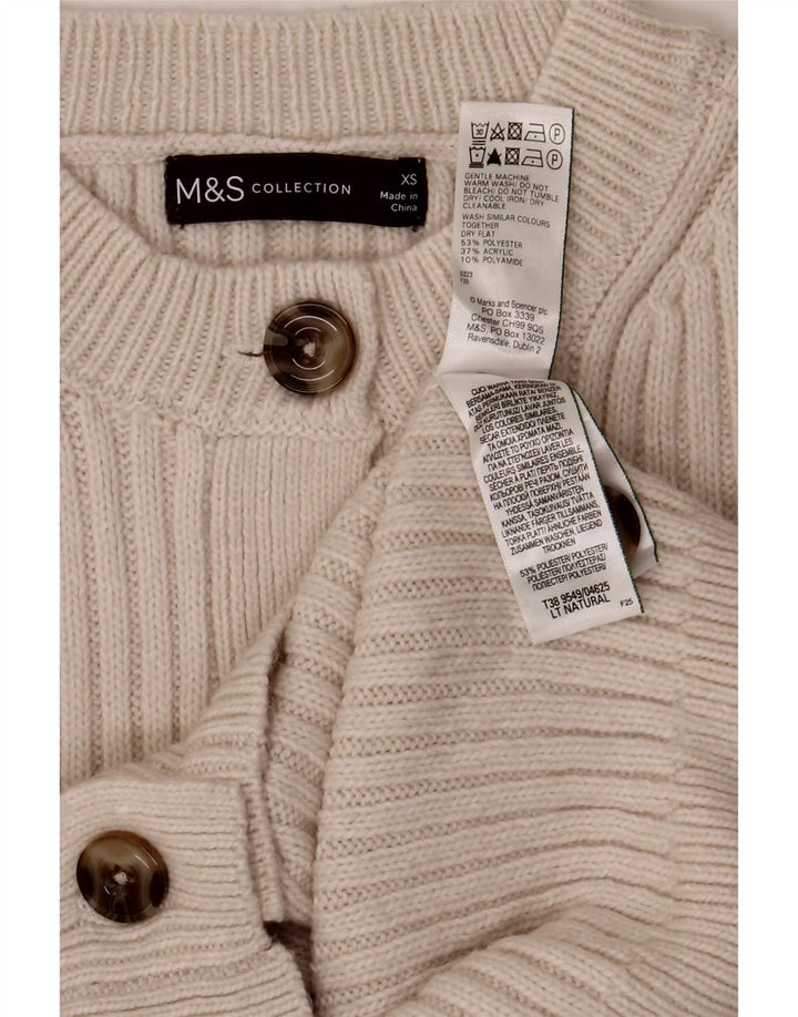 Marks & Spencer Womens Cardigan Sweater UK 6 XS White Polyester