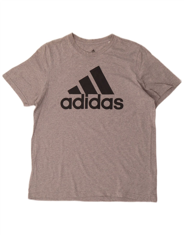 ADIDAS Mens Graphic T-Shirt Top Large Grey Cotton