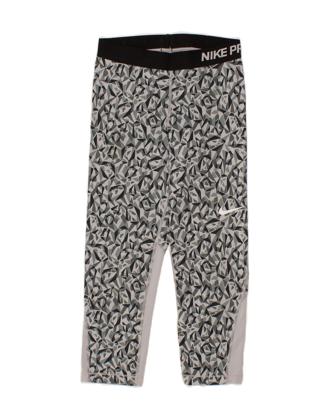 NIKE Womens Graphic Leggings UK 10 Small  Grey Geometric Polyester Vintage Nike and Second-Hand Nike from Messina Hembry 