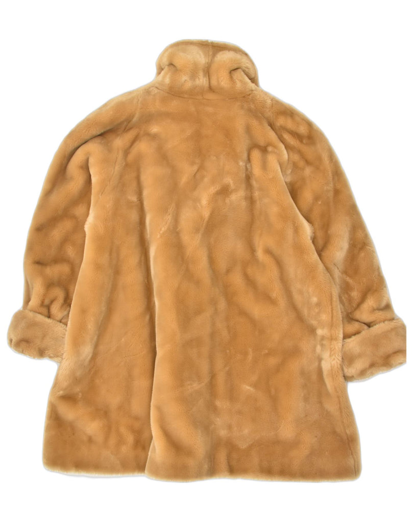 ANDREA MARE Womens Faux Fur Overcoat UK 16 Large Brown Acrylic | Vintage Andrea Mare | Thrift | Second-Hand Andrea Mare | Used Clothing | Messina Hembry 