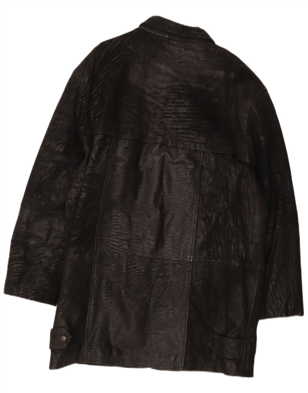 Carlo Santini Mens Leather Coat UK 44 2XL Black Leather