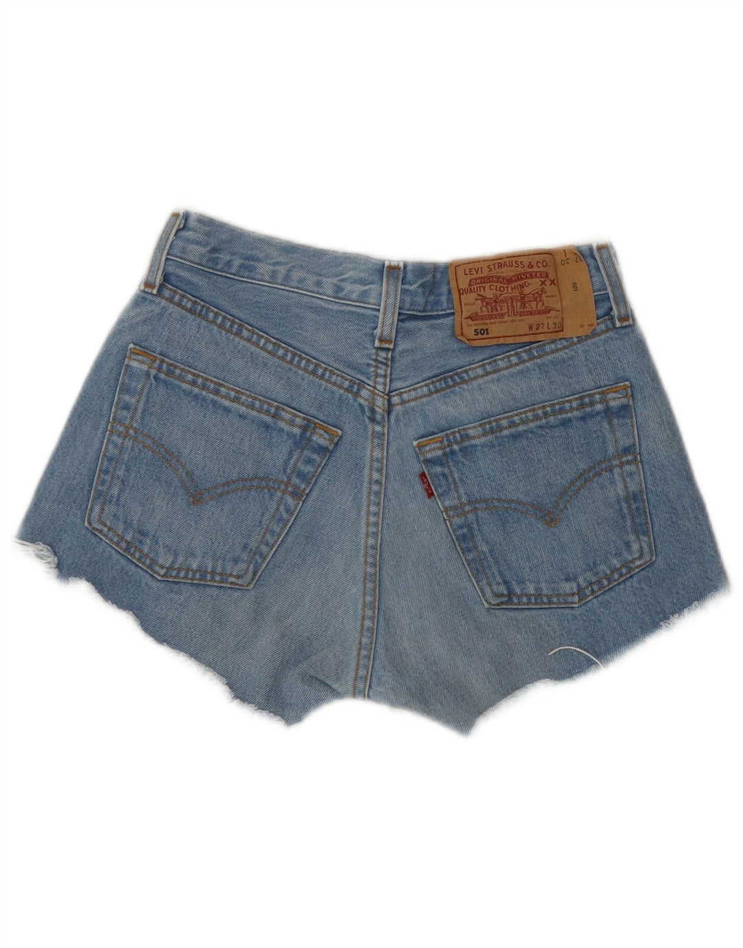 LEVI'S Womens 501 Denim Shorts W27 Small Blue Striped Classic