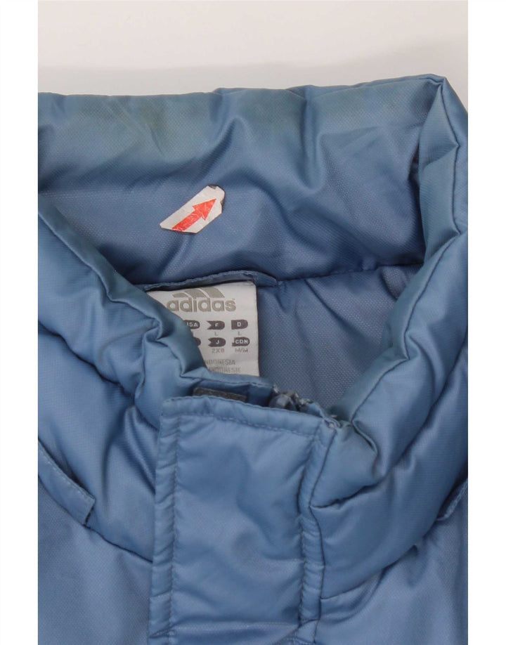 Adidas Mens Padded Jacket UK 40 Large Blue Colourblock Nylon