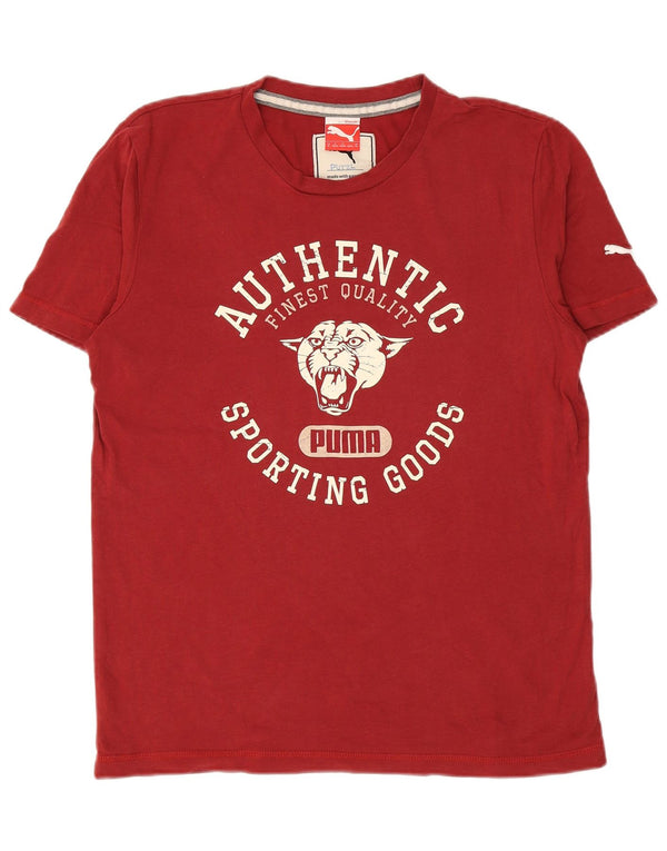 PUMA Mens Graphic T-Shirt Top Medium Red Cotton