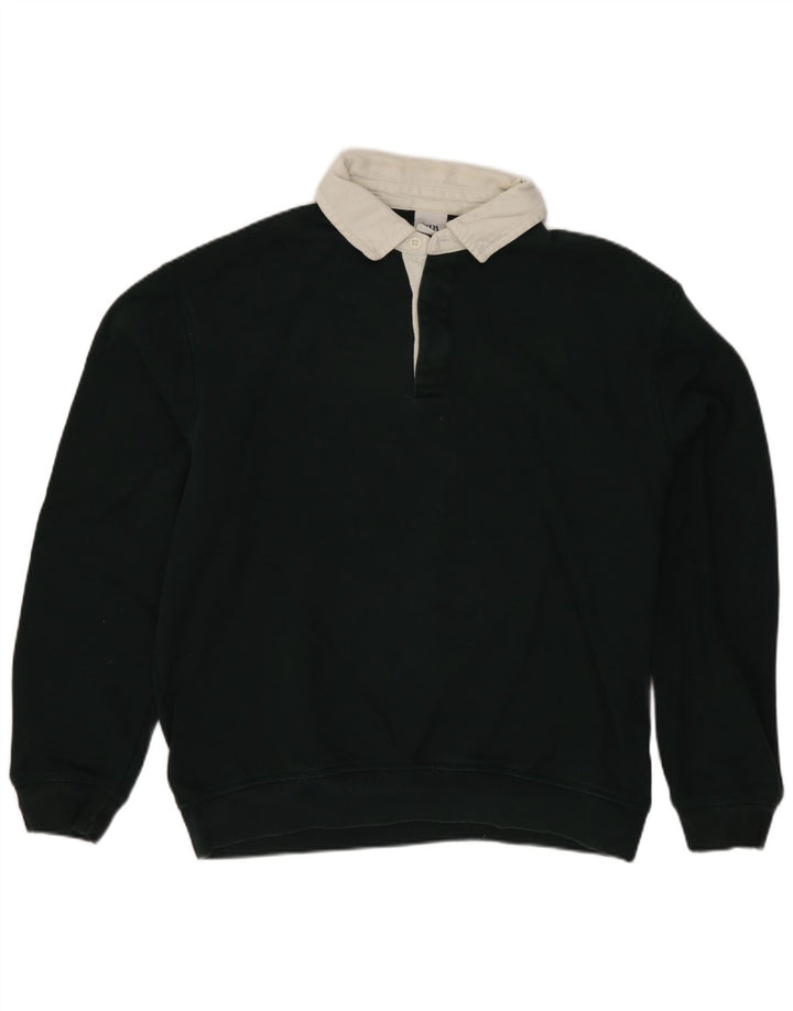 Zara Mens Polo Neck Sweatshirt Jumper Small Green Colourblock