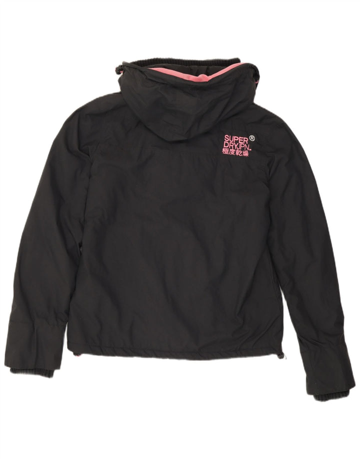 Superdry Womens Windcheater Hooded Windbreaker Jacket UK 14 Medium Grey