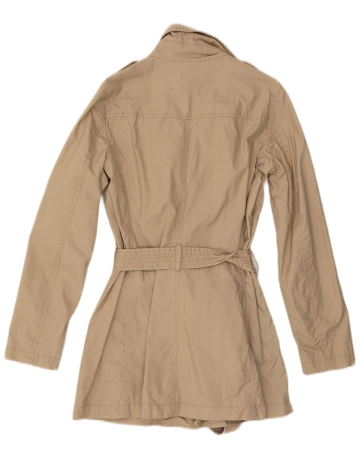 Benetton Womens Trench Coat UK 8 Small Beige Cotton