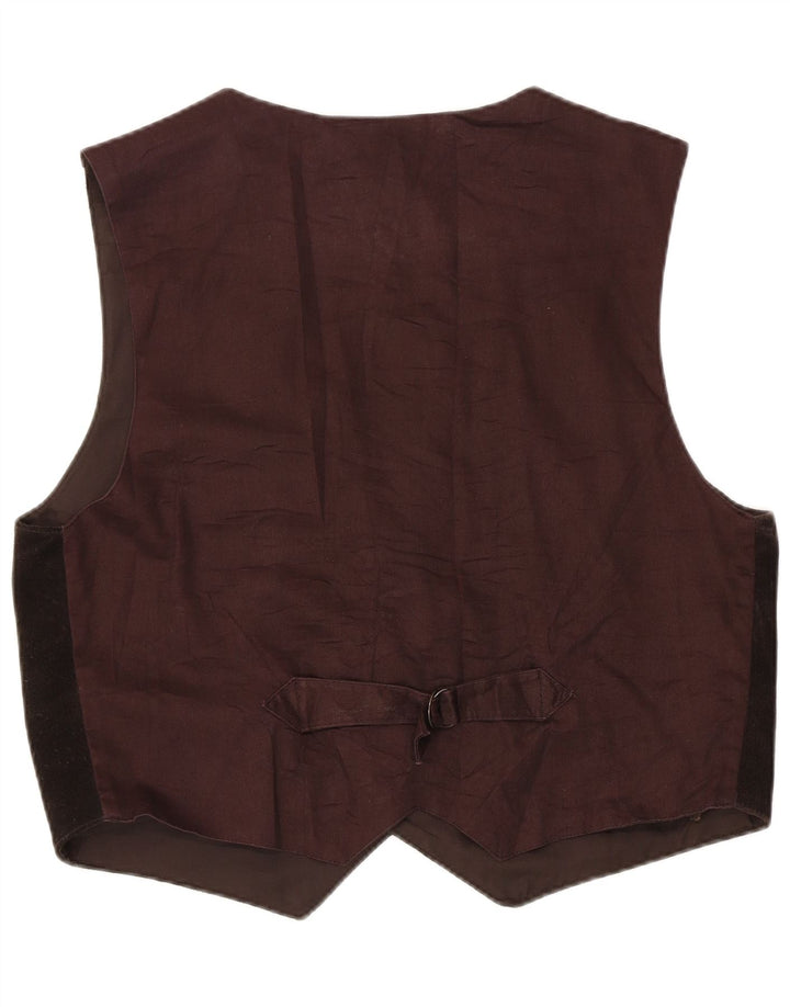 Vintage Mens Suede Waistcoat 2XL Brown Polyester
