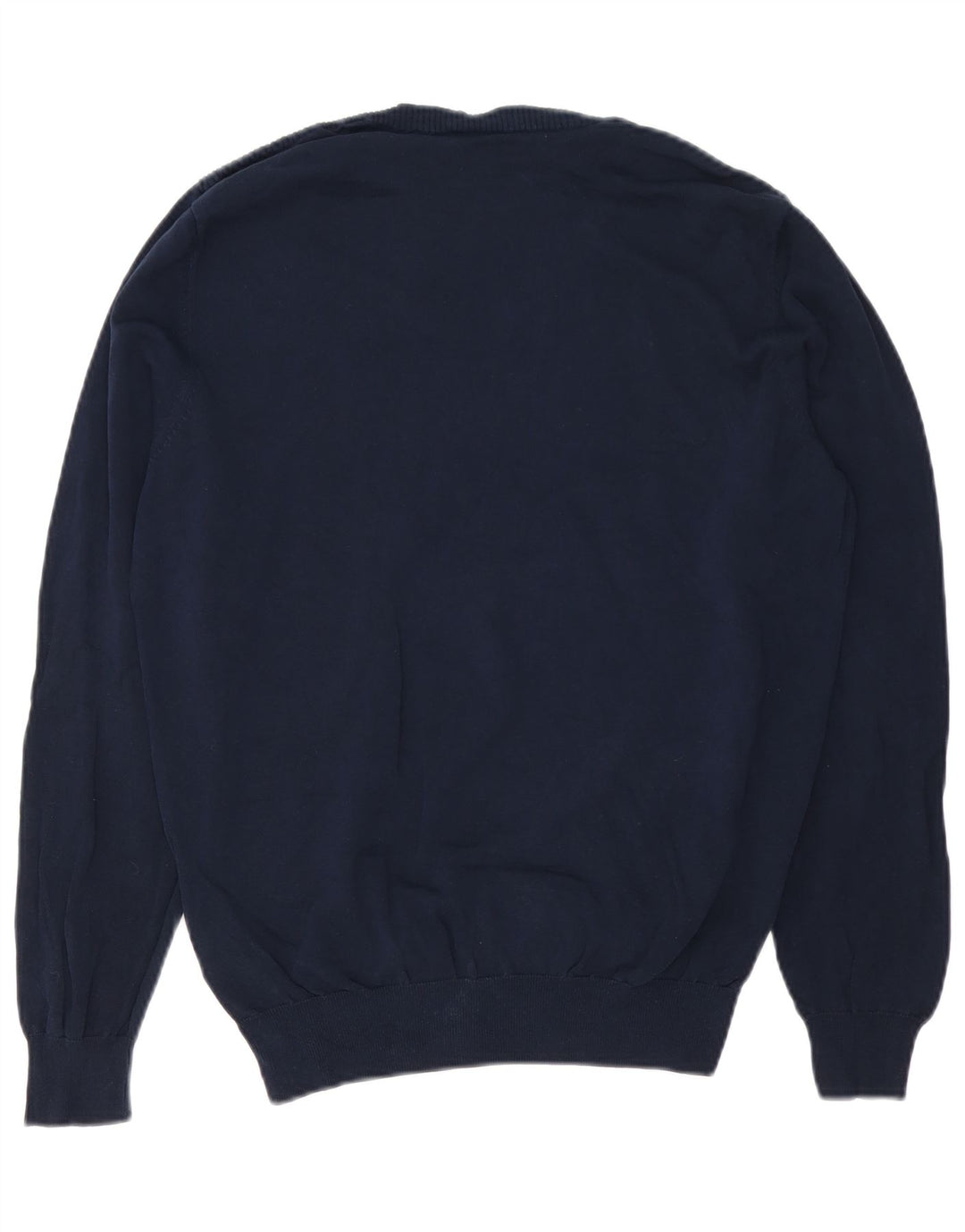 Massimo Dutti Mens Crew Neck Jumper Sweater Medium Navy Blue Cotton