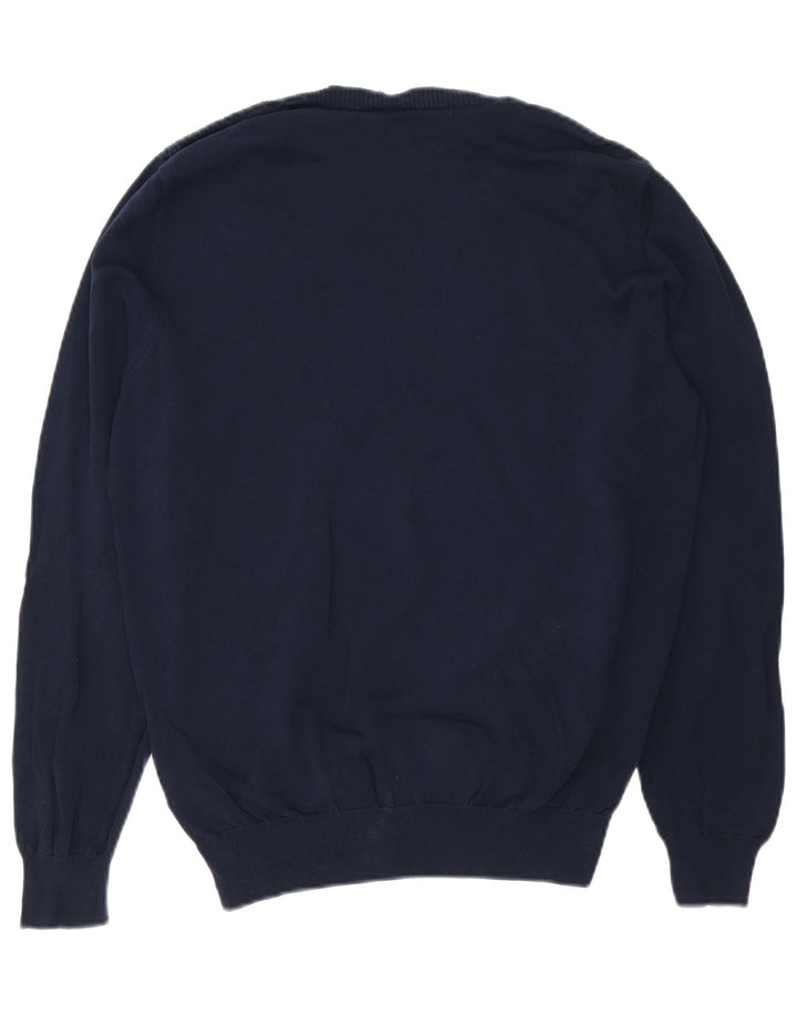 Massimo Dutti Mens Crew Neck Jumper Sweater Medium Navy Blue Cotton