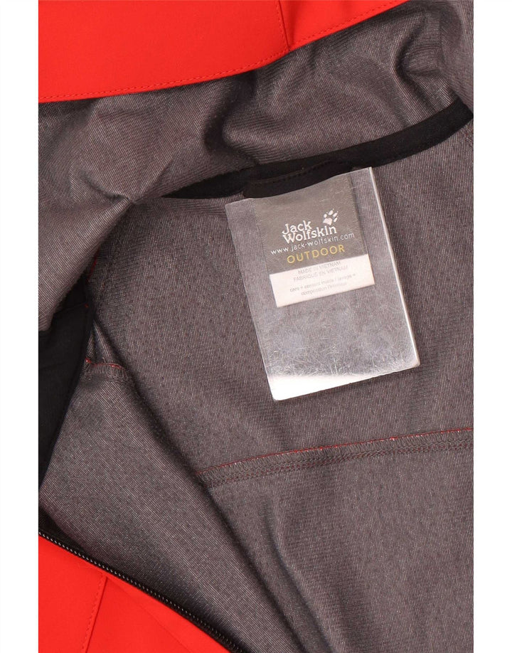 Jack Wolfskin Mens Hooded Rain Jacket UK 36/38 Medium Red Colourblock