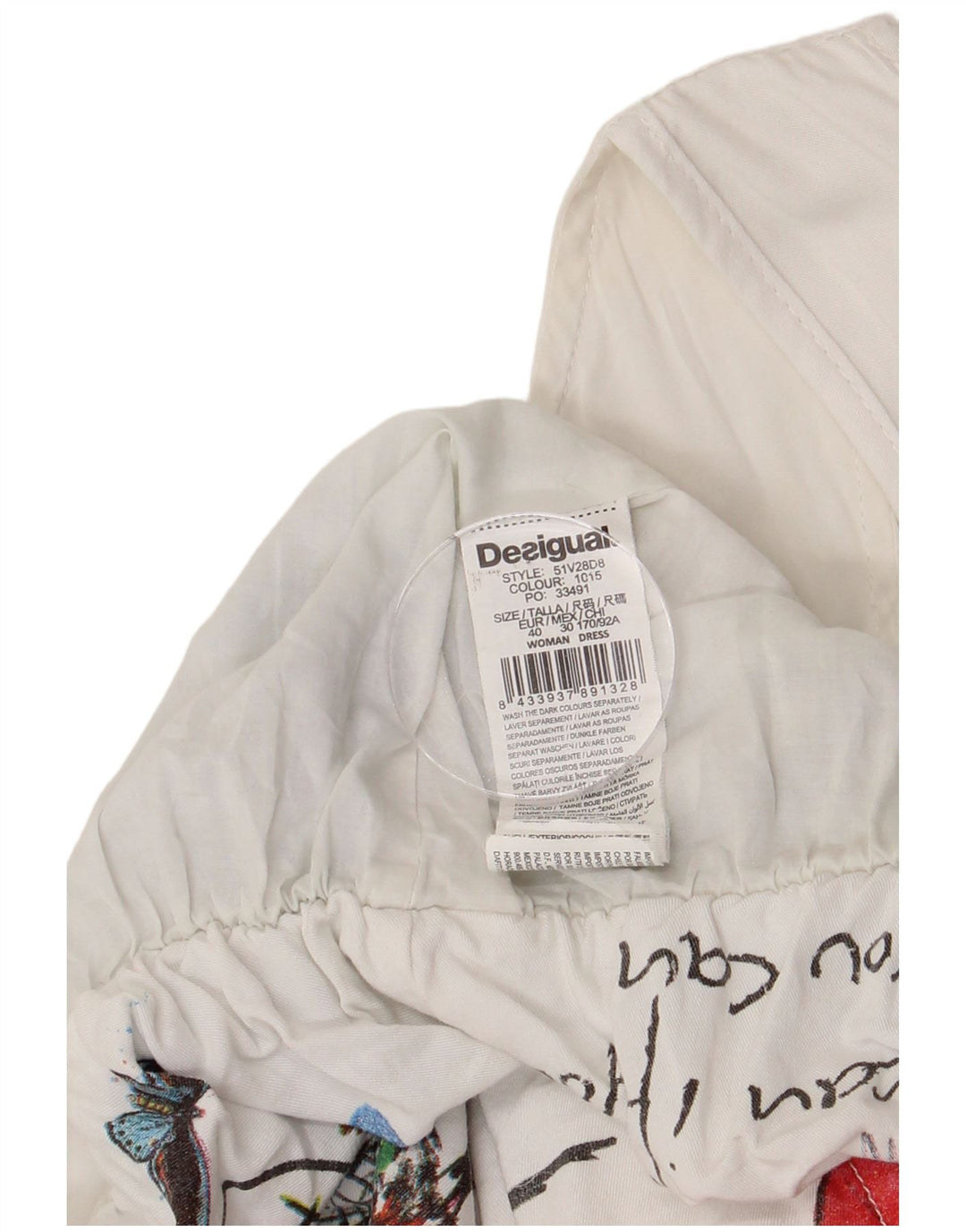 DESIGUAL Womens Graphic Sleeveless Bubble Dress EU 40 Medium White Floral