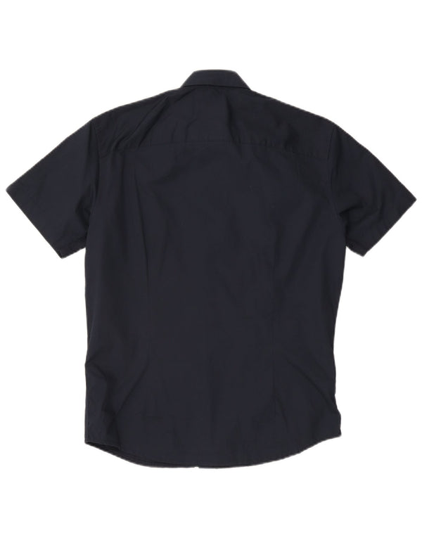 Jack & Jones Mens Short Sleeve Shirt Medium Navy Blue Cotton