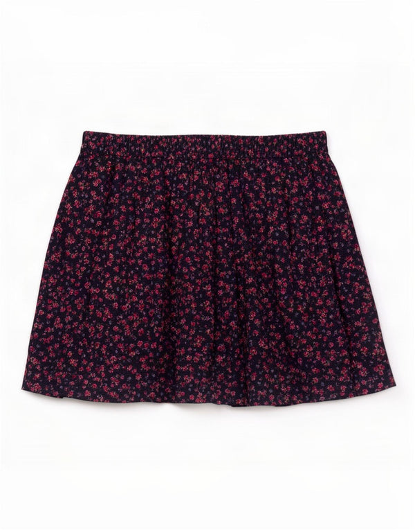 Benetton Womens A-Line Skirt W32 Large Navy Blue Floral