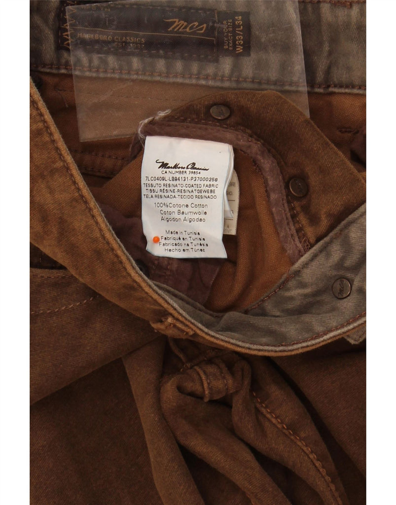 MARLBORO CLASSICS Mens Straight Casual Trousers W33 L34 Brown Cotton Vintage Marlboro Classics and Second-Hand Marlboro Classics from Messina Hembry 