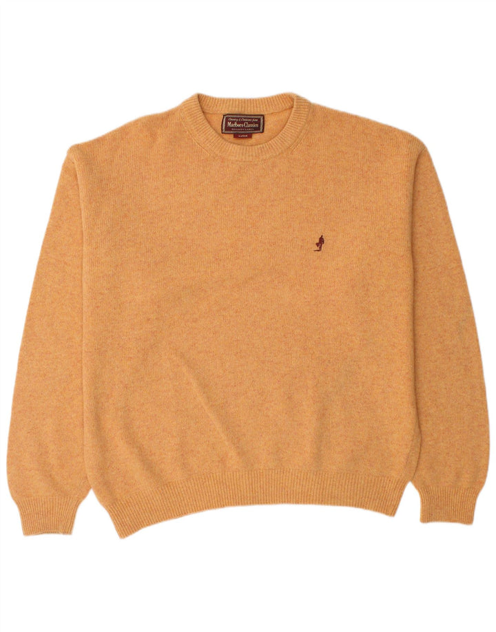Marlboro Classics Mens Crew Neck Jumper Sweater Large Orange Wool