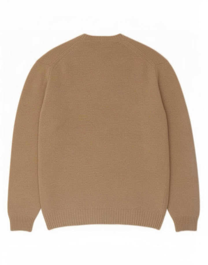 Zara Mens Crew Neck Jumper Sweater XL Beige Wool