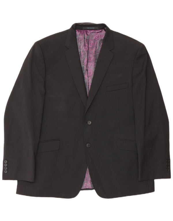 Ted Baker Mens Slim Fit 2 Button Blazer Jacket UK 46 3XL Black Wool