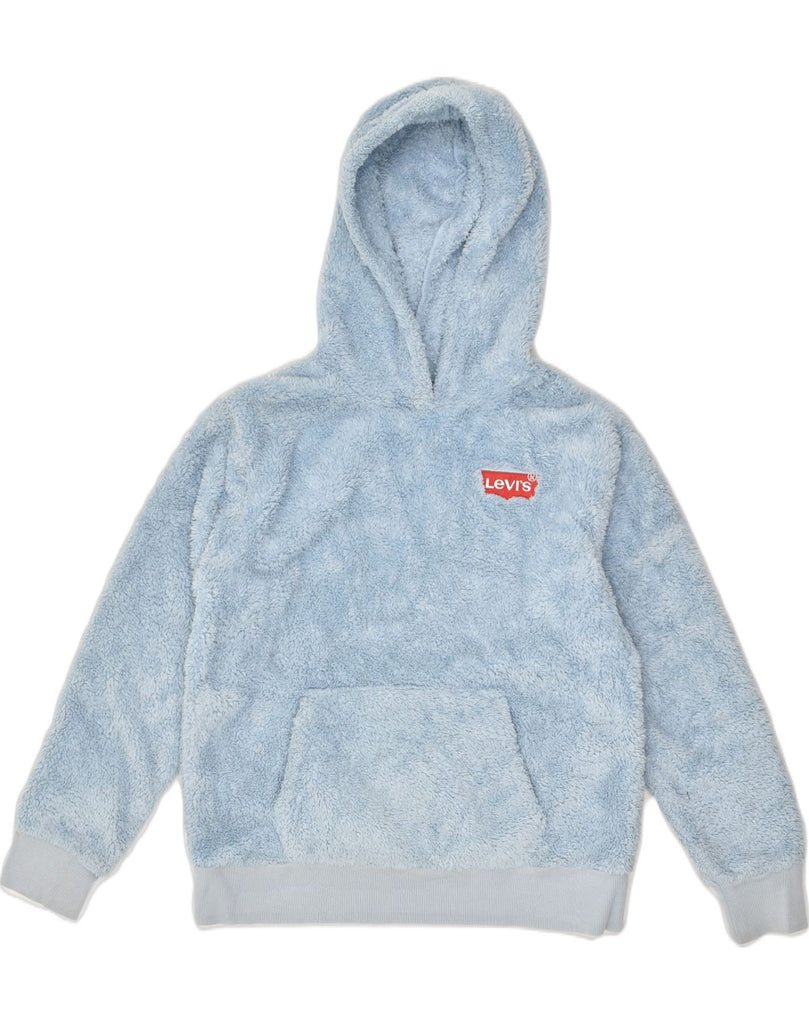 LEVI'S Girls Hooded Fleece Jumper 12-13 Years Large  Blue Polyester | Vintage Levi's | Thrift | Second-Hand Levi's | Used Clothing | Messina Hembry 