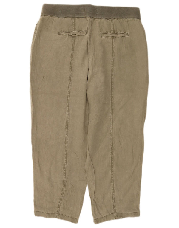 White Stuff Womens Cropped Trousers UK 12 Medium W32 L23 Khaki Linen