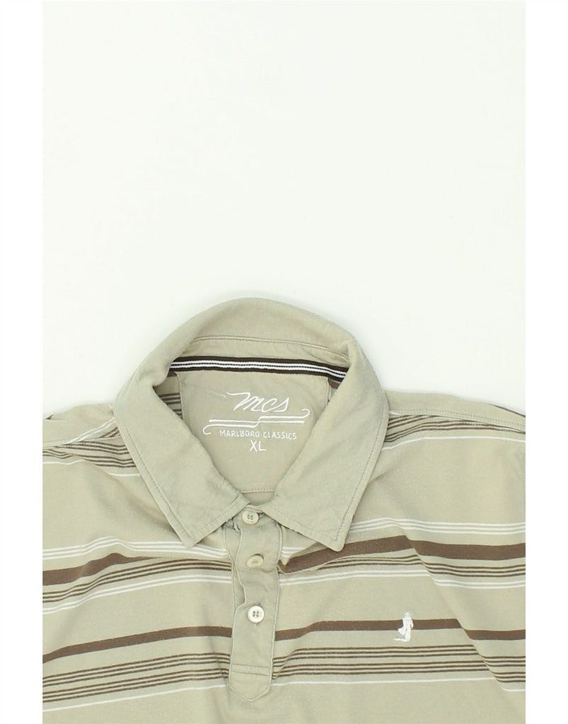 MARLBORO CLASSICS Mens Polo Shirt XL Grey Striped Cotton | Vintage Marlboro Classics | Thrift | Second-Hand Marlboro Classics | Used Clothing | Messina Hembry 