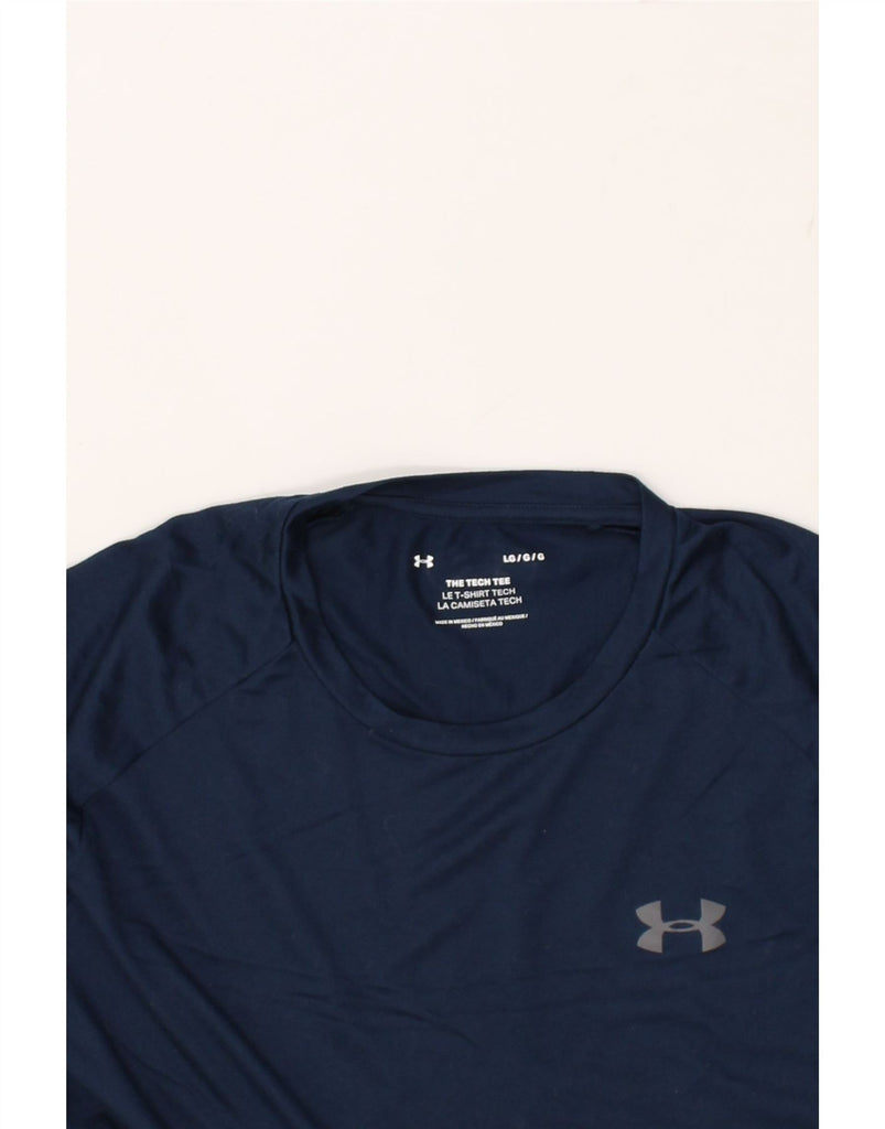 UNDER ARMOUR Mens T-Shirt Top Large Navy Blue Polyester | Vintage Under Armour | Thrift | Second-Hand Under Armour | Used Clothing | Messina Hembry 