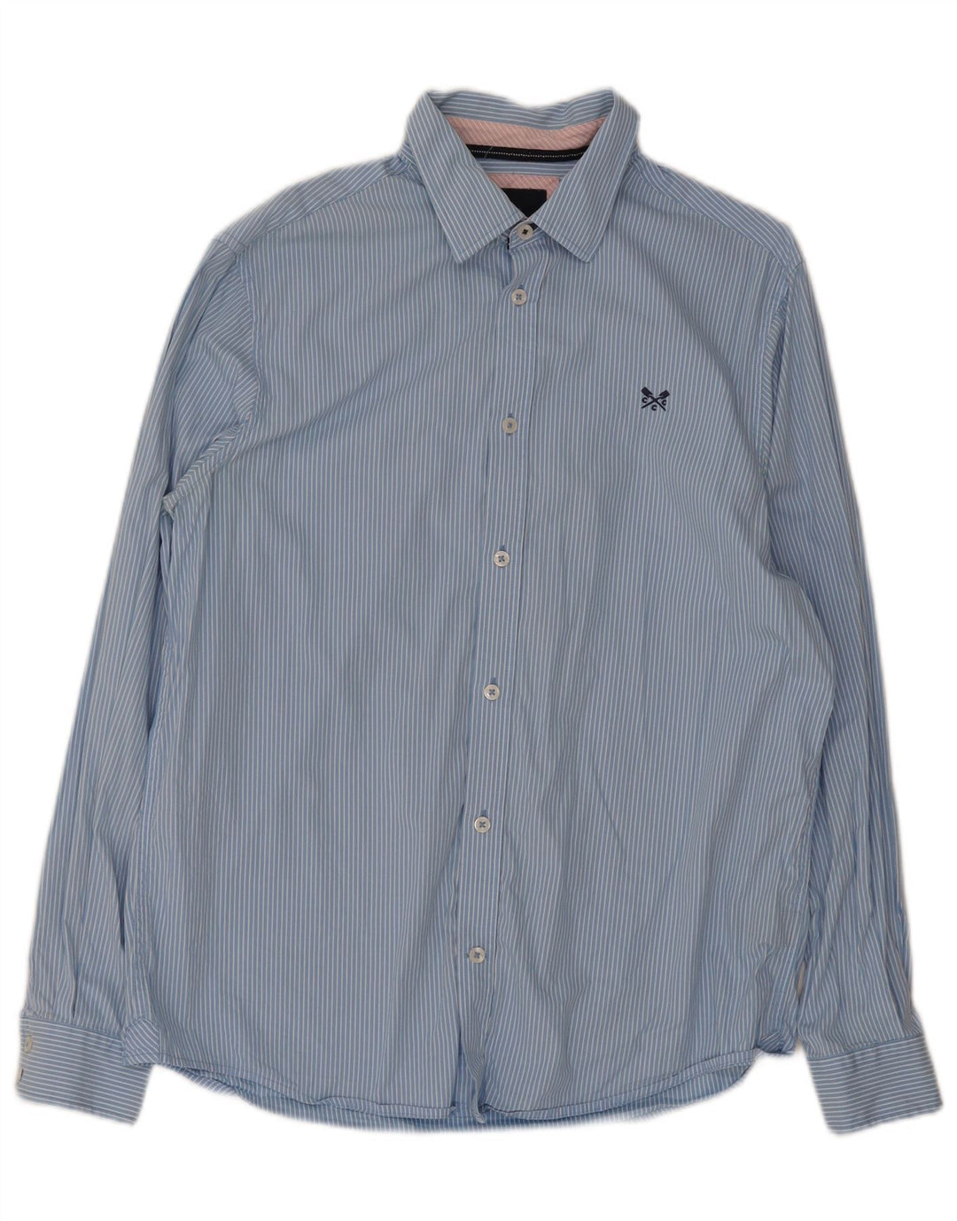 Crew Clothing Mens Classic Fit Shirt Medium Blue Striped Cotton