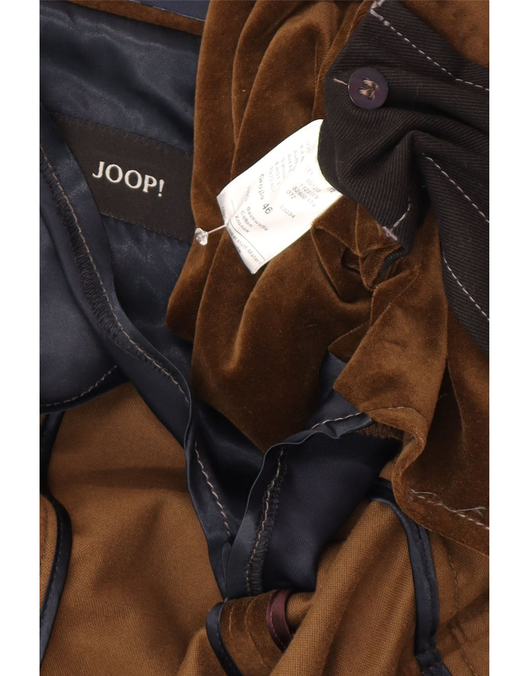 Joop Mens 2 Button Velvet Blazer Jacket IT 46 Small Brown Cotton