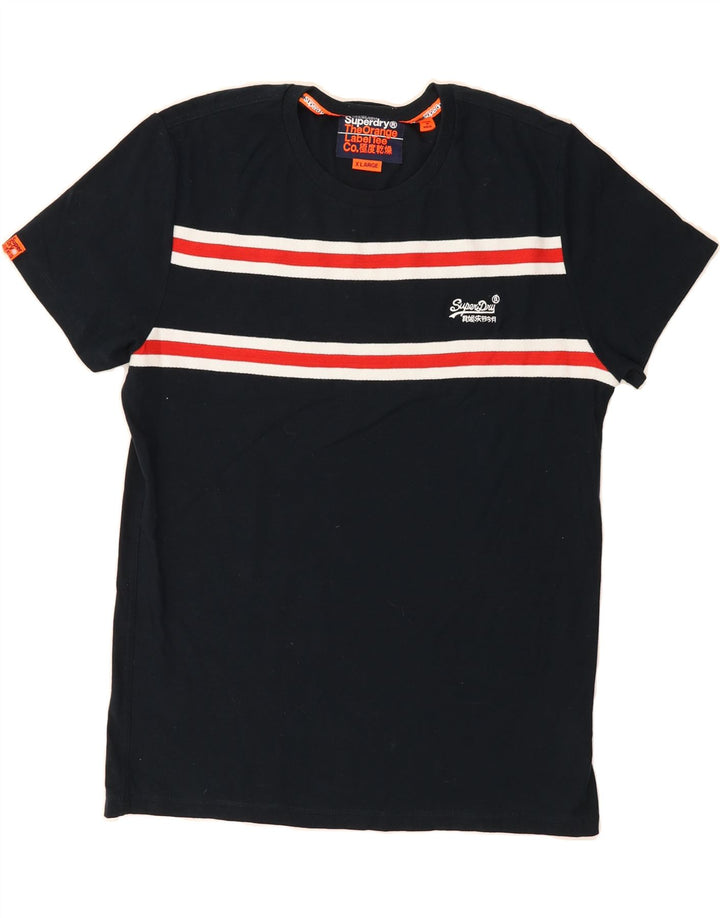 SUPERDRY Mens T-Shirt Top Medium Black Striped Cotton Vintage Superdry and Second-Hand Superdry from Messina Hembry 