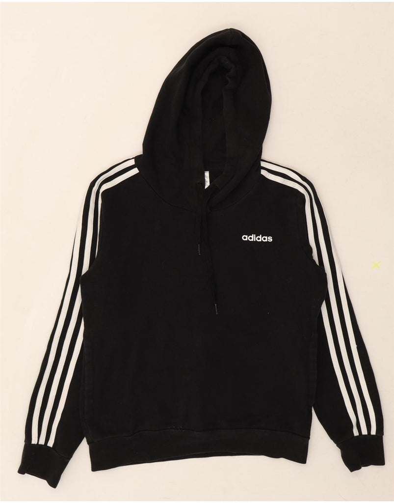 ADIDAS Womens Oversized Hoodie Jumper UK 8/10 Small Black Cotton Vintage Adidas and Second-Hand Adidas from Messina Hembry 