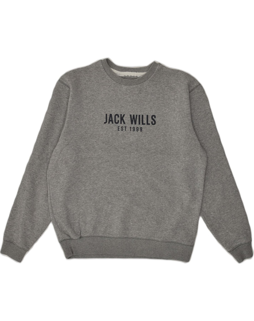 JACK WILLS Mens Graphic Sweatshirt Jumper Medium Grey Cotton | Vintage Jack Wills | Thrift | Second-Hand Jack Wills | Used Clothing | Messina Hembry 