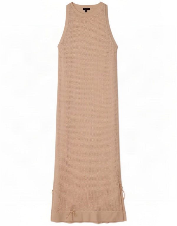Massimo Dutti Womens Sleeveless Maxi Dress UK 14 Large Off White Cotton
