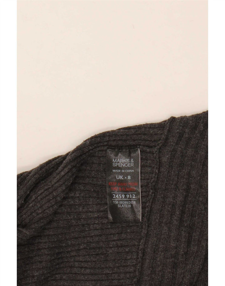 Marks & Spencer Womens Longline Open Cardigan Sweater UK 8 Small Grey