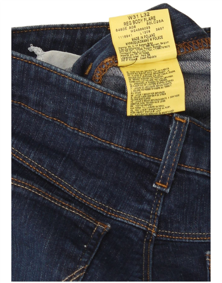 Wrangler Womens Flared Jeans W31 L32 Navy Blue Cotton