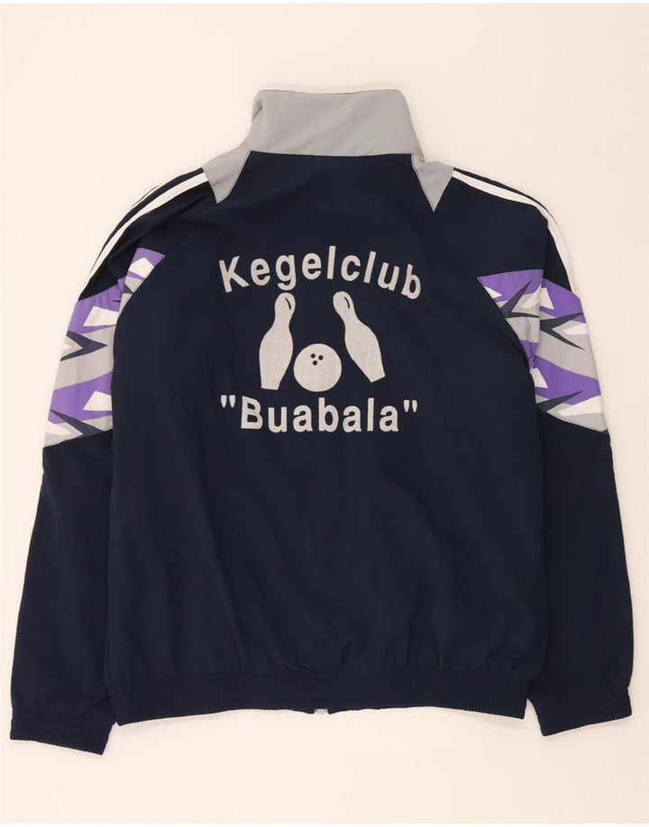 Adidas Mens Graphic Tracksuit Top Jacket XL Navy Blue Colourblock Polyester
