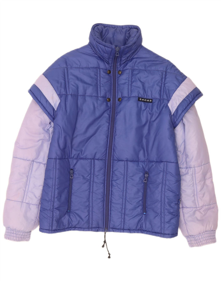 Vintage Mens Padded Jacket IT 48 Medium Blue Colourblock Polyamide