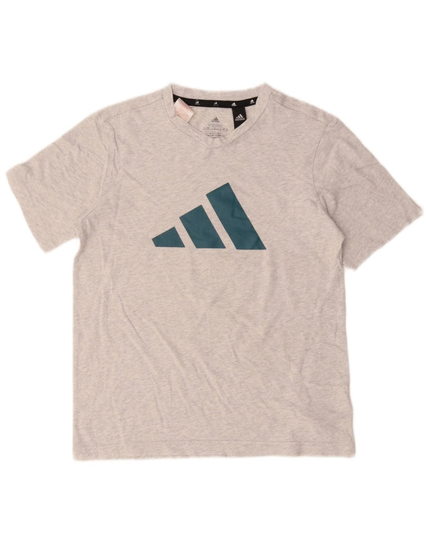 Adidas Boys Graphic T-Shirt Top 11-12 Years Grey Flecked Cotton