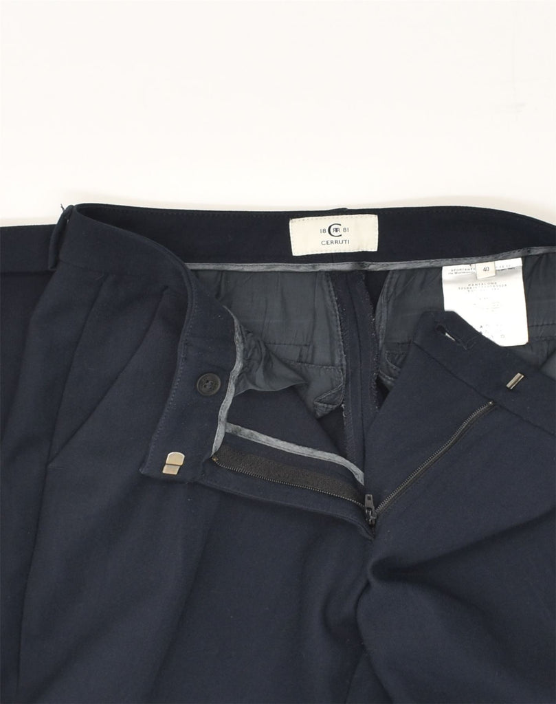 CERRUTI Womens Slim Casual Trousers IT 40 Medium W28 L28 Navy Blue | Vintage Cerruti | Thrift | Second-Hand Cerruti | Used Clothing | Messina Hembry 