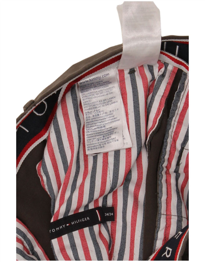 TOMMY HILFIGER Mens Slim Chino Trousers W34 L34 Grey Cotton