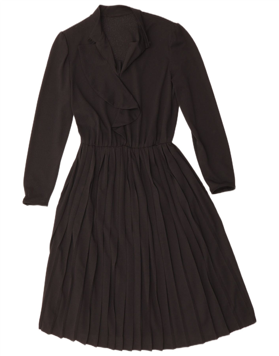 Vintage Womens Long Sleeve A-Line Dress UK 12 Medium Black