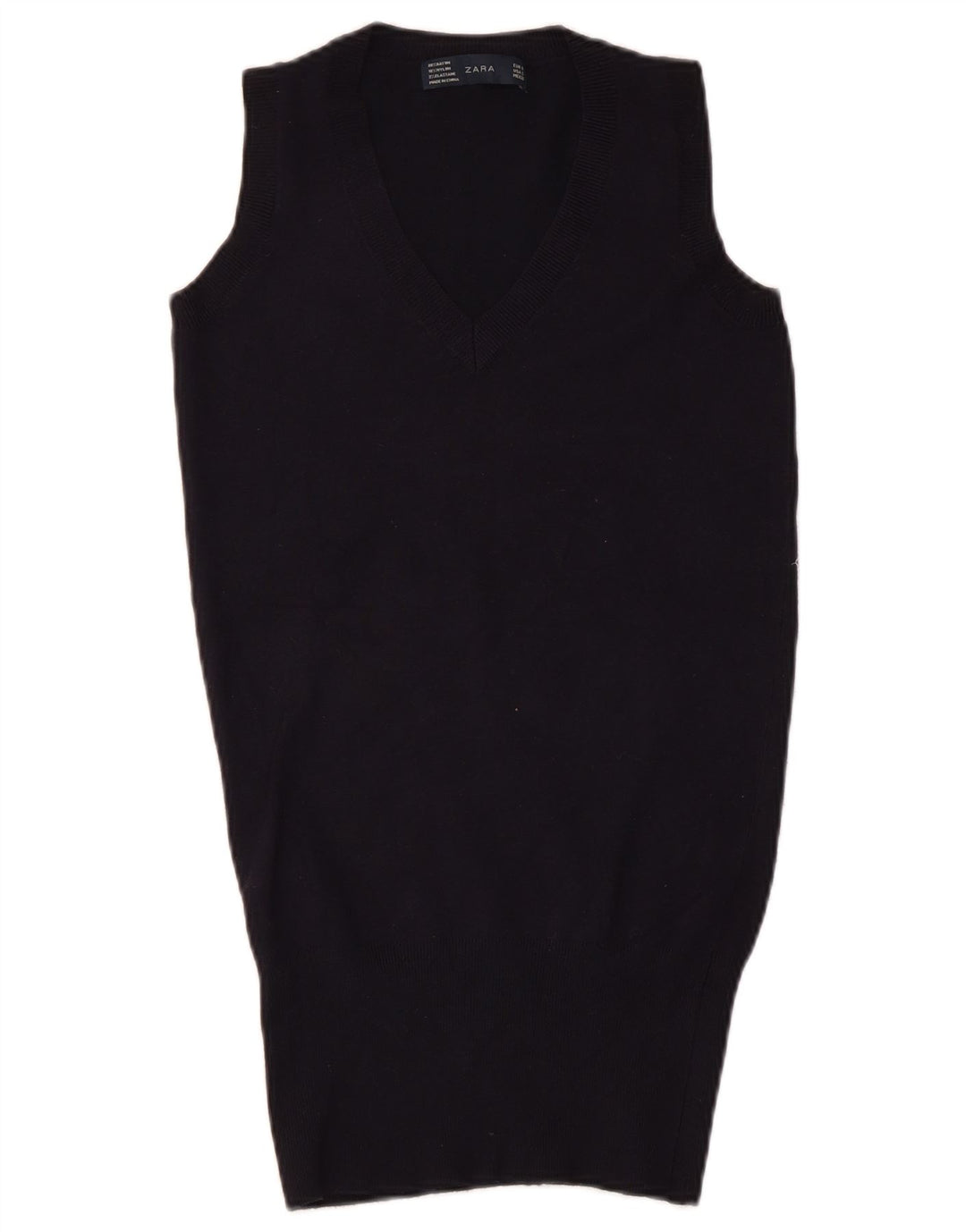 Zara Womens Vest Tank Top UK 8 Small Navy Blue Rayon