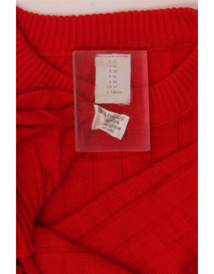 Vintage Mens Crew Neck Jumper Sweater IT 58 3XL Red Polyacrylic