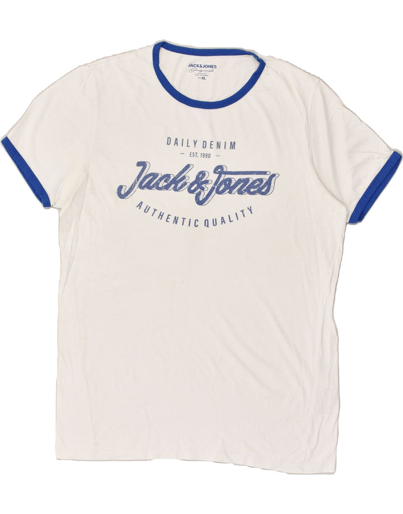 JACK & JONES Mens Originals Graphic T-Shirt Top XL White Cotton | Vintage Jack & Jones | Thrift | Second-Hand Jack & Jones | Used Clothing | Messina Hembry 