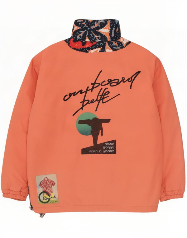 Belfe & Mens Graphic Anorak Jacket UK 44 XL Orange Floral Polyamide