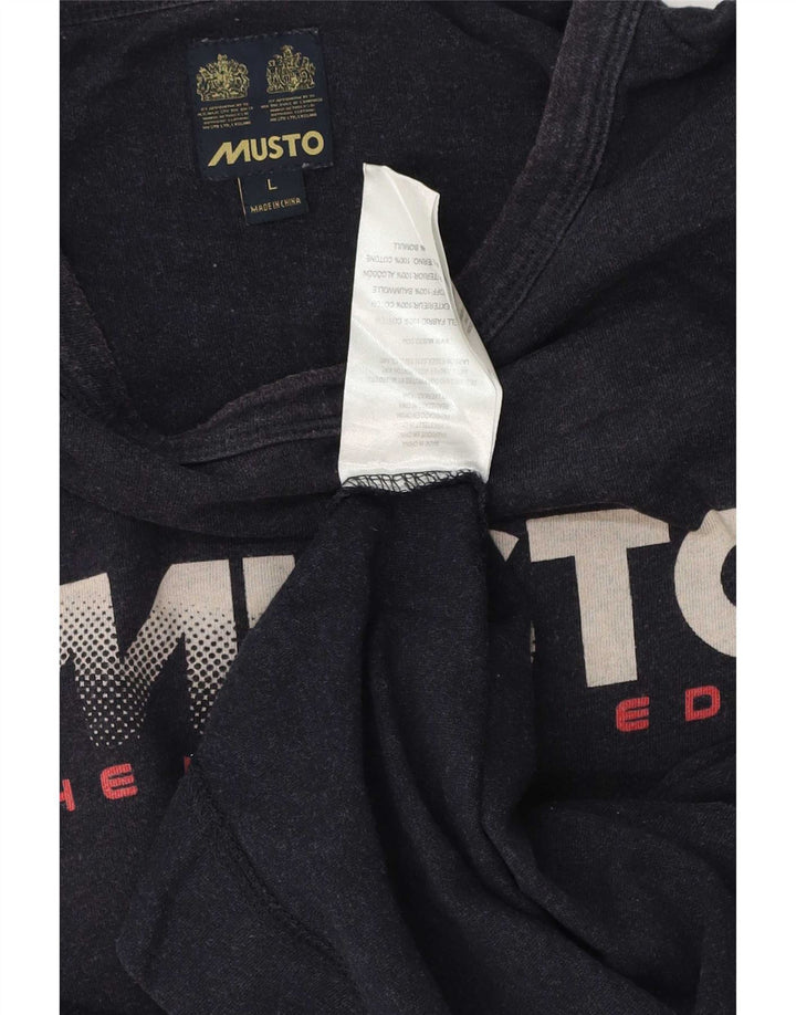 Musto Mens Graphic Sweatshirt Jumper Large Navy Blue Cotton