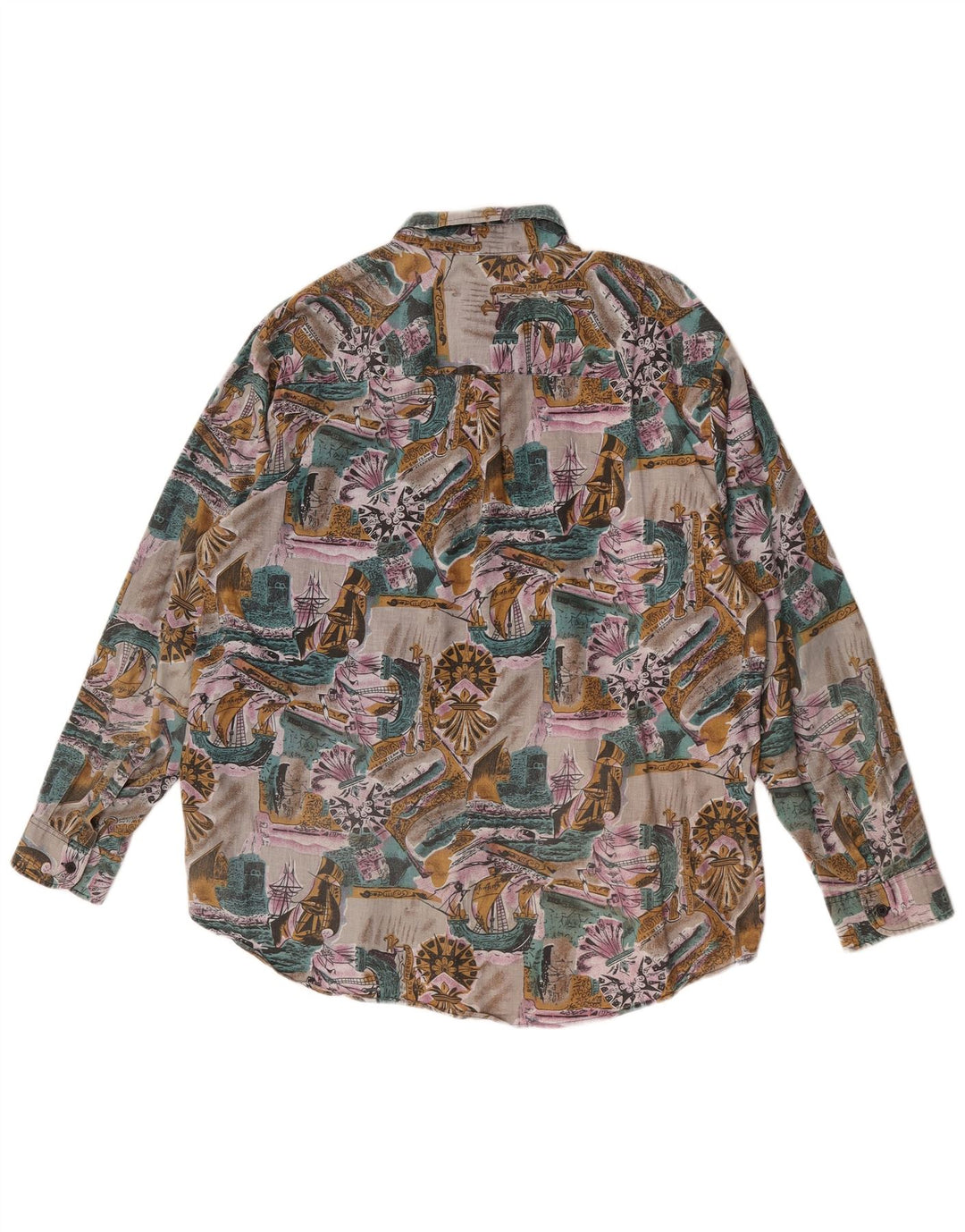 Vintage Mens Abstract Pattern Shirt Size 43/44 Large Multicoloured Cotton