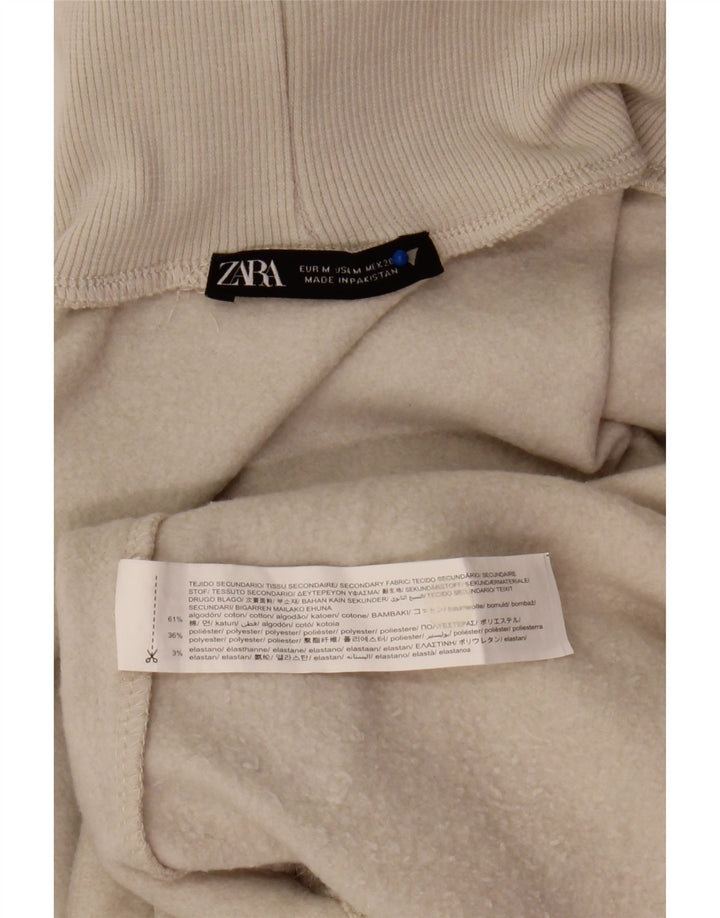 Zara Womens Roll Neck Sweatshirt Jumper UK 14 Medium Beige Cotton